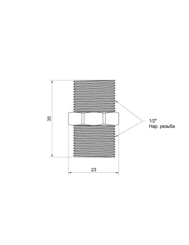 Ниппель латунный SD Plus НР SD4071515L 1/2 дюйма - 2