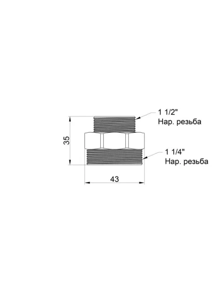 Ніпель редукційний SD Plus НР SD4084032 1 1/2 х 1 1/4 дюйми - 2