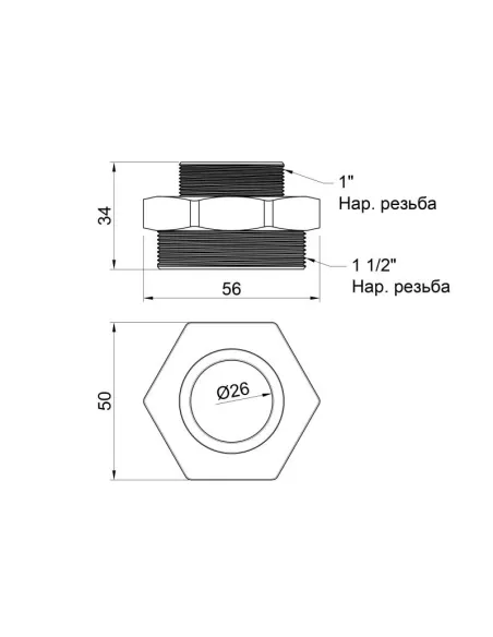 Ніпель редукційний SD Plus НР SD4084025 1 1/2 х 1 дюйм - 2 Ніпель редукційний SD Plus НР SD4084025 1 1/2 х 1 дюйм - 2