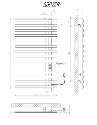 Полотенцесушитель электрический Kosser Браш 1000х600/12 ER черный - 5