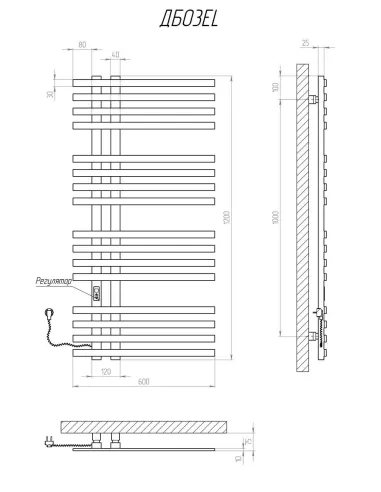 Полотенцесушитель электрический Kosser Браш 1200х600/16 EL черный - 5