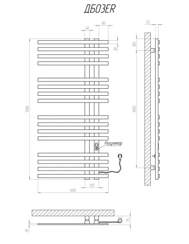 Полотенцесушитель электрический Kosser Браш 1200х600/16 ER белый - 5