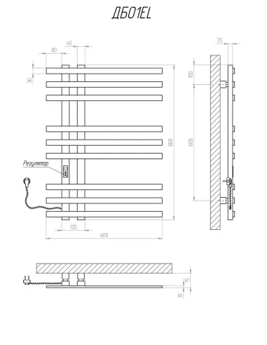 Полотенцесушитель электрический Kosser Браш 800х600/9 EL черный - 5