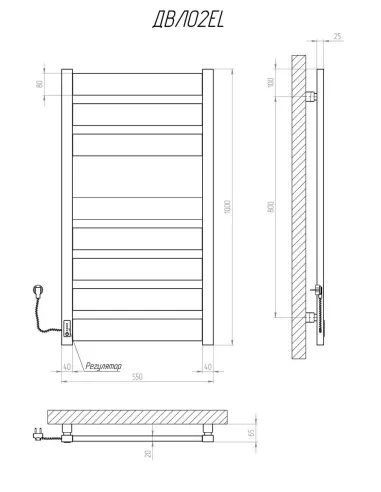 Полотенцесушитель электрический Kosser Волс 1000х500/8 EL черный - 5