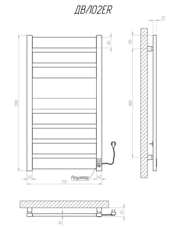 Полотенцесушитель электрический Kosser Волс 1000х500/8 ER черный - 5