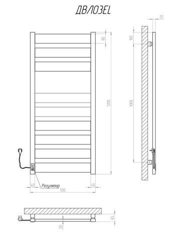 Полотенцесушитель электрический Kosser Волс 1200х500/9 EL черный - 5