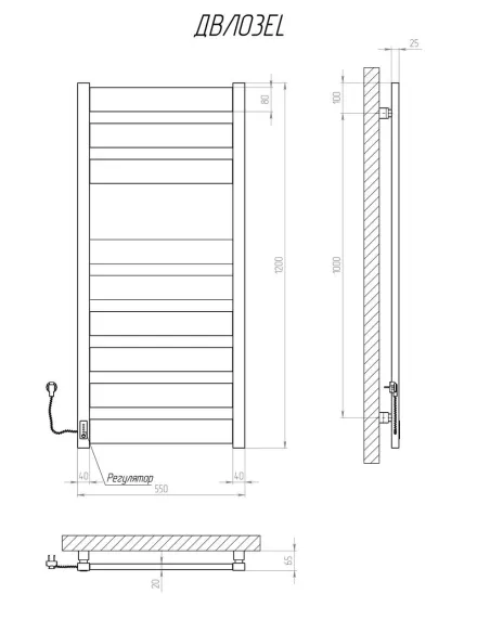 Полотенцесушитель электрический Kosser Волс 1200х500/9 EL черный - 5