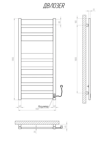 Полотенцесушитель электрический Kosser Волс 1200х500/9 ER черный - 5