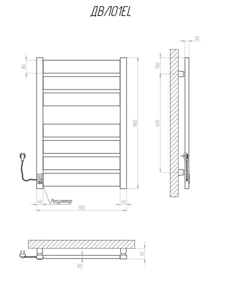 Полотенцесушитель электрический Kosser Волс 800х500/7 EL черный - 5