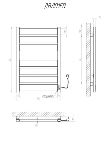 Полотенцесушитель электрический Kosser Волс 800х500/7 ER черный - 5