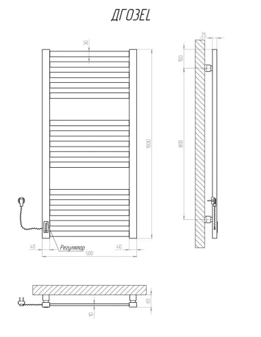 Полотенцесушитель электрический Kosser Герда 1000х500/15 EL черный - 5