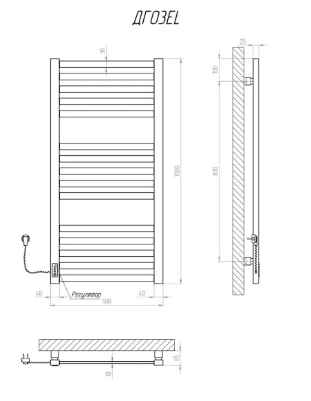 Полотенцесушитель электрический Kosser Герда 1000х500/15 EL черный - 5