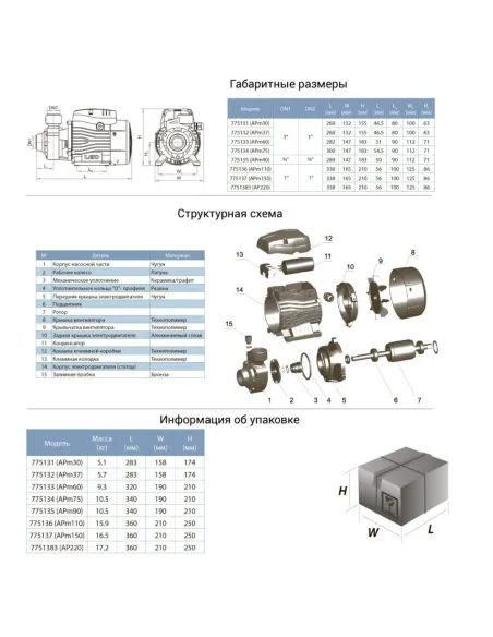 Поверхностный насос Leo 775133 APm60 0.6 кВт - 2