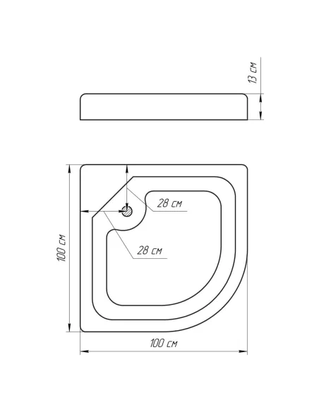 Душовий піддон низький Bravo NYSA RL 100 напівкруглий - 4
