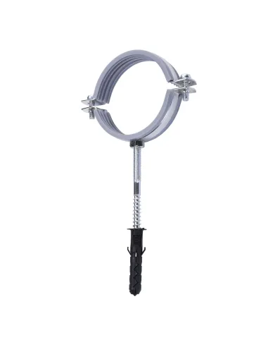 Хомут для трубы 70 - 80 мм Cristal CR 2 1/2 серый в сборе с винтом - шурупом 8 х 100 и дюбелем - 3