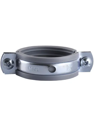 Хомут для трубы 47 - 53 мм Cristal CR 1 1/2 серый в сборе с винтом - шурупом 8 х 100 и дюбелем - 2