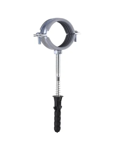 Хомут для трубы 47 - 53 мм Cristal CR 1 1/2 серый в сборе с винтом - шурупом 8 х 100 и дюбелем - 4