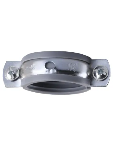 Хомут для трубы 42 - 47 мм Cristal CR 1 1/4 серый в сборе с винтом - шурупом 8 х 100 и дюбелем - 2