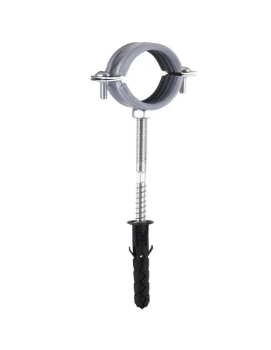 Хомут для трубы 42 - 47 мм Cristal CR 1 1/4 серый в сборе с винтом - шурупом 8 х 100 и дюбелем - 4