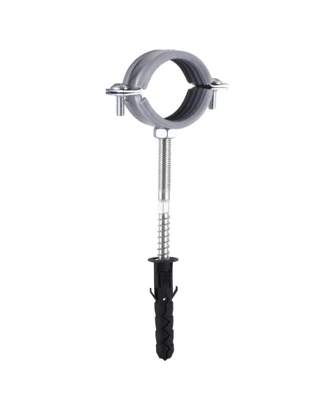 Хомут для трубы 42 - 47 мм Cristal CR 1 1/4 серый в сборе с винтом - шурупом 8 х 100 и дюбелем - 4