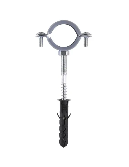 Хомут для трубы 32 - 37 мм Cristal CR 1 серый в сборе с винтом - шурупом 8 х 80 и дюбелем - 1