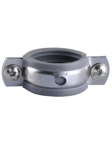 Хомут для трубы 32 - 37 мм Cristal CR 1 серый в сборе с винтом - шурупом 8 х 80 и дюбелем - 2