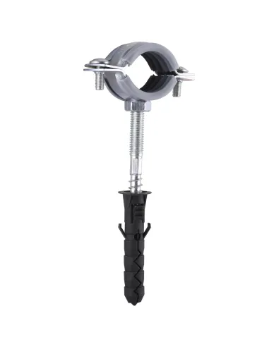 Хомут для трубы 25 - 30 мм Cristal CR 3/4 серый в сборе с винтом - шурупом 8 х 80 и дюбелем - 4