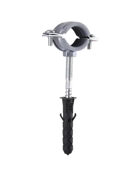 Хомут для трубы 25 - 30 мм Cristal CR 3/4 серый в сборе с винтом - шурупом 8 х 80 и дюбелем - 4