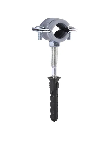 Хомут для трубы 20 - 23 мм Cristal CR 1/2 серый в сборе с винтом - шурупом 8 х 80 и дюбелем - 4