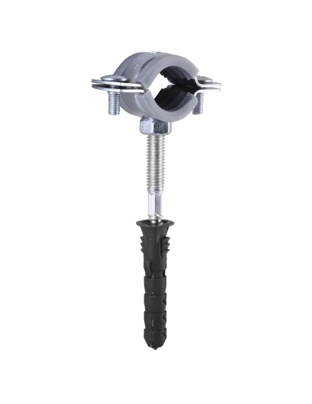 Хомут для трубы 20 - 23 мм Cristal CR 1/2 серый в сборе с винтом - шурупом 8 х 80 и дюбелем - 4