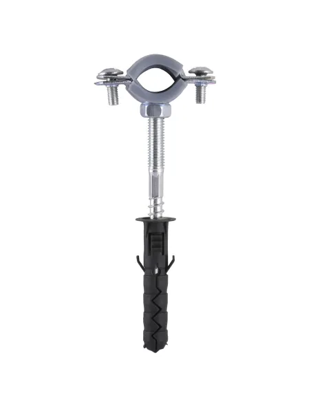 Хомут для трубы 16 - 19 мм Cristal CR 3/8 серый в сборе с винтом - шурупом 8 х 80 и дюбелем - 1