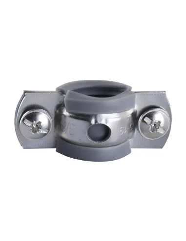 Хомут для трубы 16 - 19 мм Cristal CR 3/8 серый в сборе с винтом - шурупом 8 х 80 и дюбелем - 2