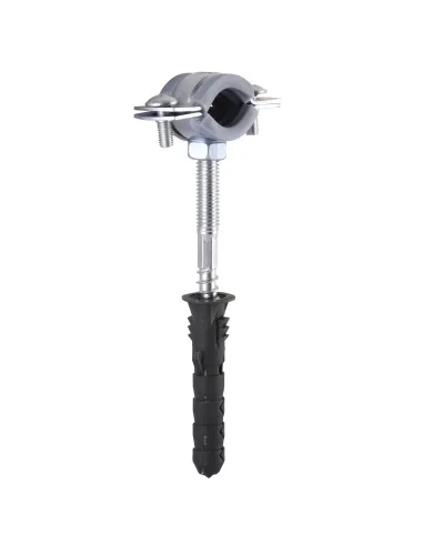 Хомут для трубы 16 - 19 мм Cristal CR 3/8 серый в сборе с винтом - шурупом 8 х 80 и дюбелем - 4