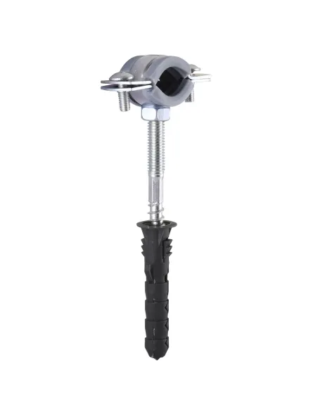 Хомут для трубы 16 - 19 мм Cristal CR 3/8 серый в сборе с винтом - шурупом 8 х 80 и дюбелем - 4