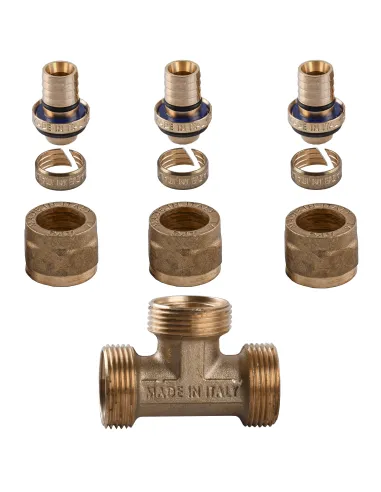 Тройник промежуточный для металлопластиковых труб APE Italy 731 L 20 x 20 x 20 латунь - 2