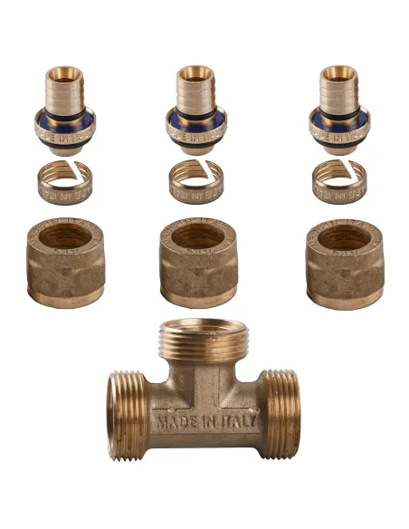 Тройник промежуточный для металлопластиковых труб APE Italy 731 L 20 x 20 x 20 латунь - 2