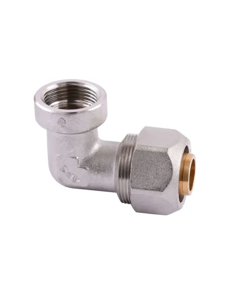 Уголок с внутренней резьбой для металлопластиковых труб APE Italy 752 L 3/4 дюйма х 26, никель - 1