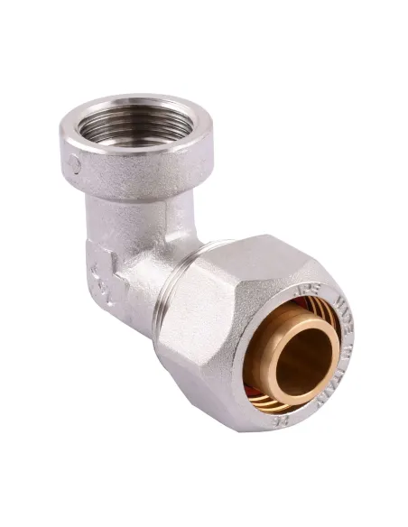 Уголок с внутренней резьбой для металлопластиковых труб APE Italy 752 L 3/4 дюйма х 26, никель - 2