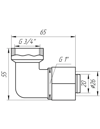 Уголок с внутренней резьбой для металлопластиковых труб APE Italy 752 L 3/4 дюйма х 26, никель - 3