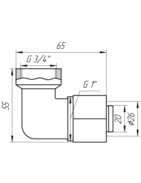 Уголок с внутренней резьбой для металлопластиковых труб APE Italy 752 L 3/4 дюйма х 26, никель - 3