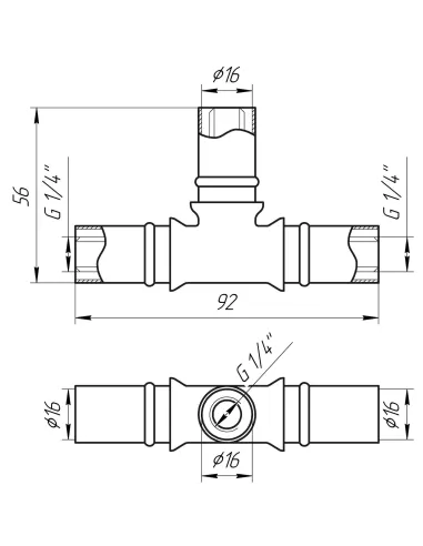 Трійник проміжний для металопластикових труб APE Italy AP 131 16 х 16 х 16 нікель - 4