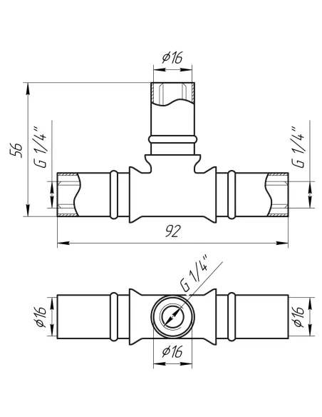 Трійник проміжний для металопластикових труб APE Italy AP 131 16 х 16 х 16 нікель - 4