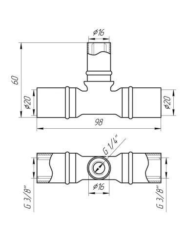 Трійник проміжний для металопластикових труб APE Italy AP 131 20 х 16 х 20 нікель - 3