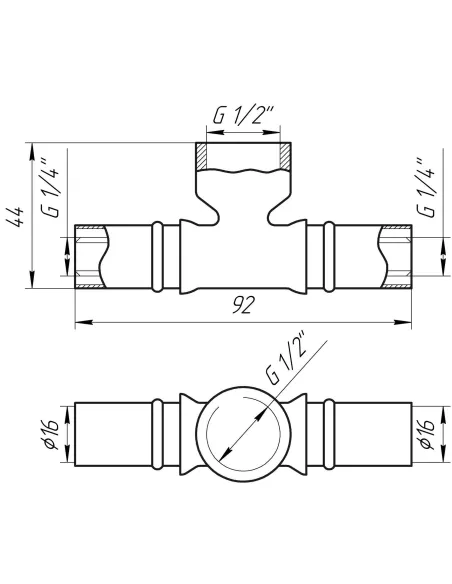 Тройник с внутренней резьбой для металлопластиковых труб APE Italy AP 132 16 х 1/2 дюйма х 16 латунь - 4