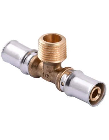 Тройник с наружной резьбой для металлопластиковых труб APE Italy AP 133 16 х 1/2 дюйма х 16 латунь - 2