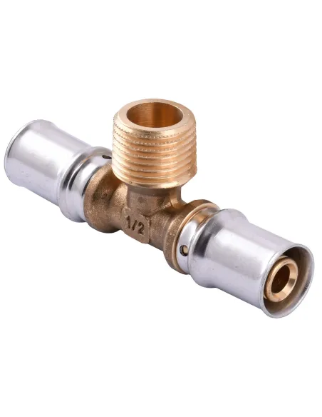 Тройник с наружной резьбой для металлопластиковых труб APE Italy AP 133 16 х 1/2 дюйма х 16 латунь - 2