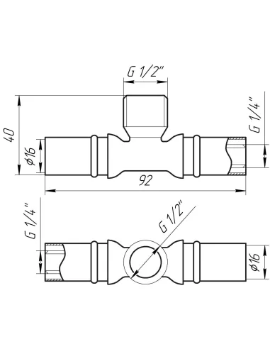 Тройник с наружной резьбой для металлопластиковых труб APE Italy AP 133 16 х 1/2 дюйма х 16 латунь - 3