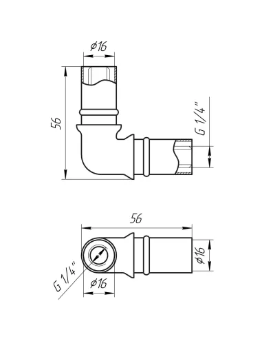 Уголок промежуточный для металлопластиковых труб APE Italy AP 151 16 х 16, никель - 3