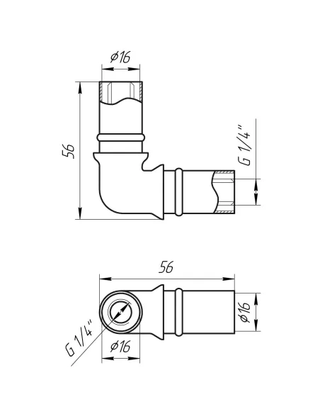 Уголок промежуточный для металлопластиковых труб APE Italy AP 151 16 х 16, никель - 3