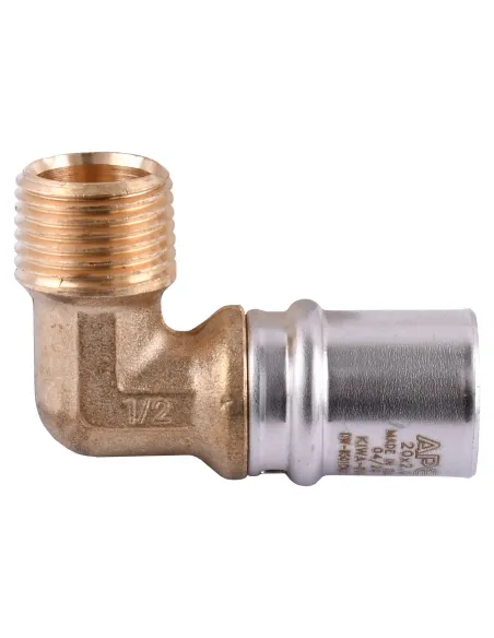 Уголок с наружной резьбой для металлопластиковых труб APE Italy AP 153 1/2 дюйма х 20, латунь - 1